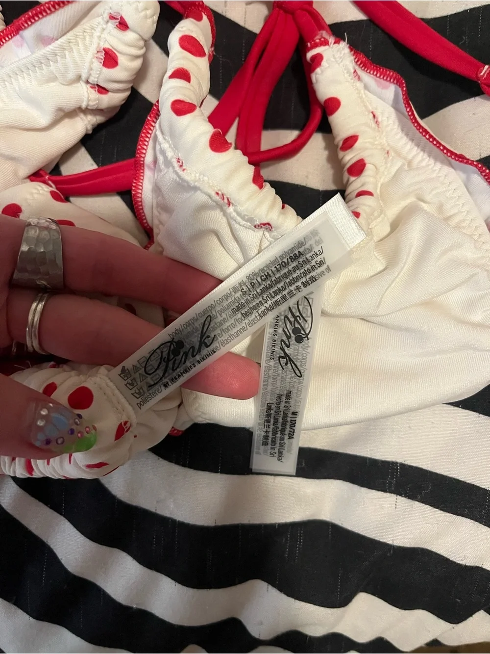 Cutie pie red and white polka dot bikini from Frankie’s bikinis x PINK